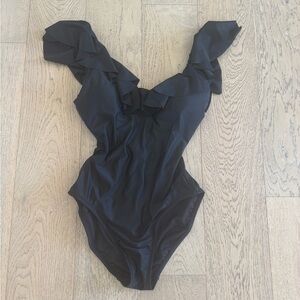 J.Crew ruffle one piece swimsuit black size 6
